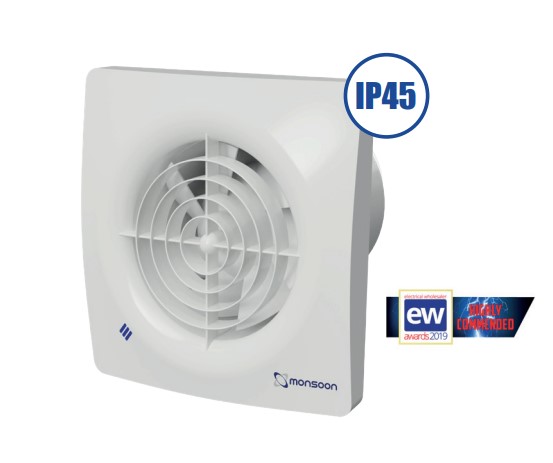 National Ventilation 100mm Monsoon Silent Fan Humidistat with Timer