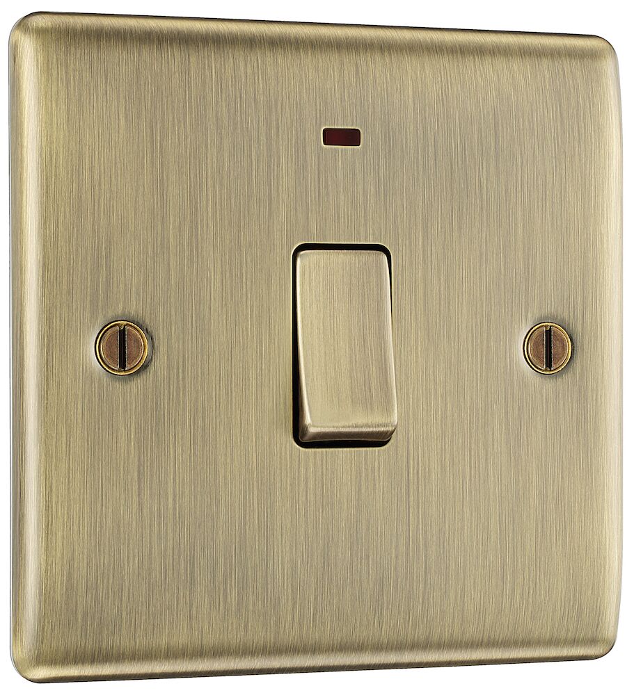 BG Nexus Metal 20A DP Switch With Neon Antique Brass