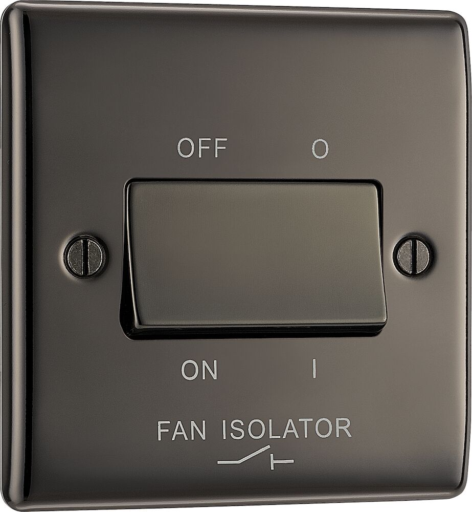 BG Nexus Metal 10A 10AX 3 Pole Fan Isolator Switch Black Nickel