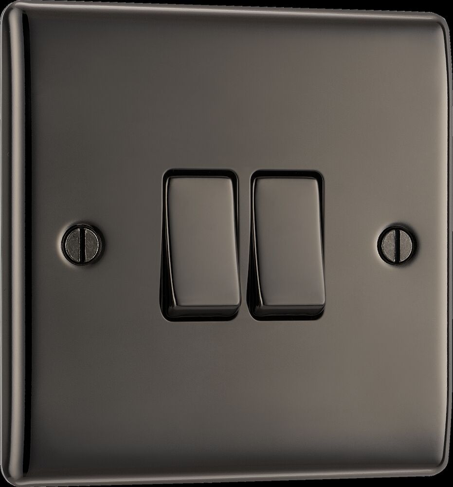 BG Nexus Metal 20A 16AX 2 Gang 2 Way Switch Black Nickel