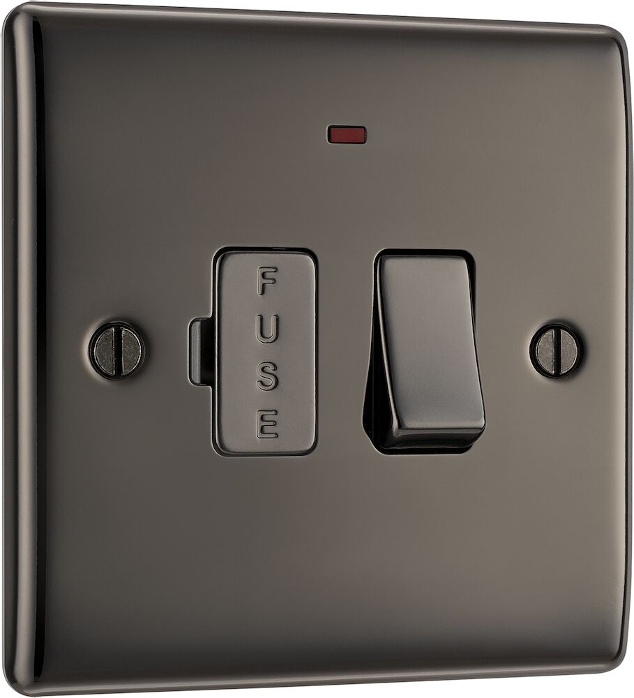 BG Nexus Metal 13A Switched Fused Spur With Neon Black Nickel