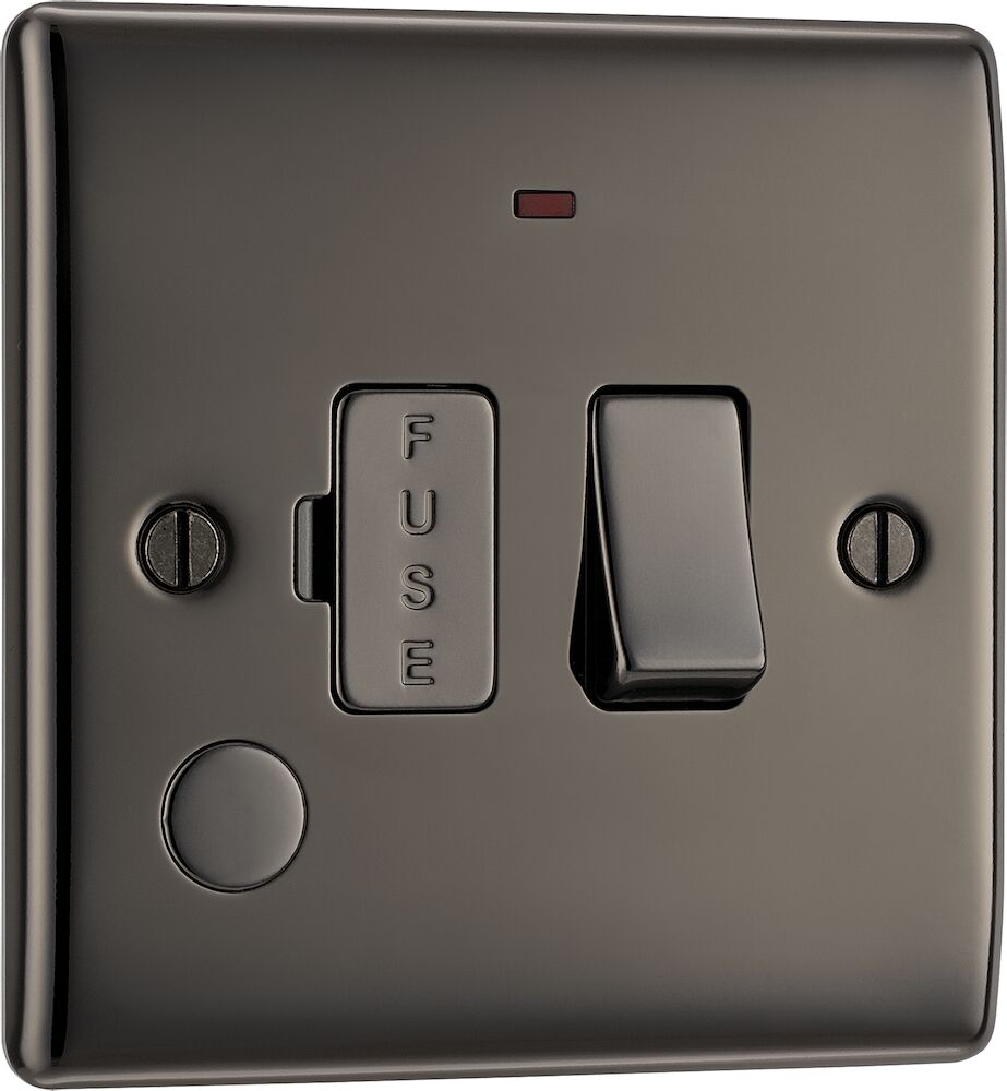 BG Nexus Metal 13A Switched Fused Spur With Neon And Flex Outlet Black Nickel