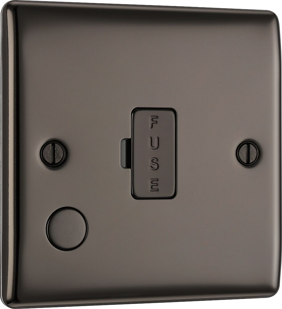 BG Nexus Metal 13A Unswitched Fused Spur With Flex Outlet Black Nickel