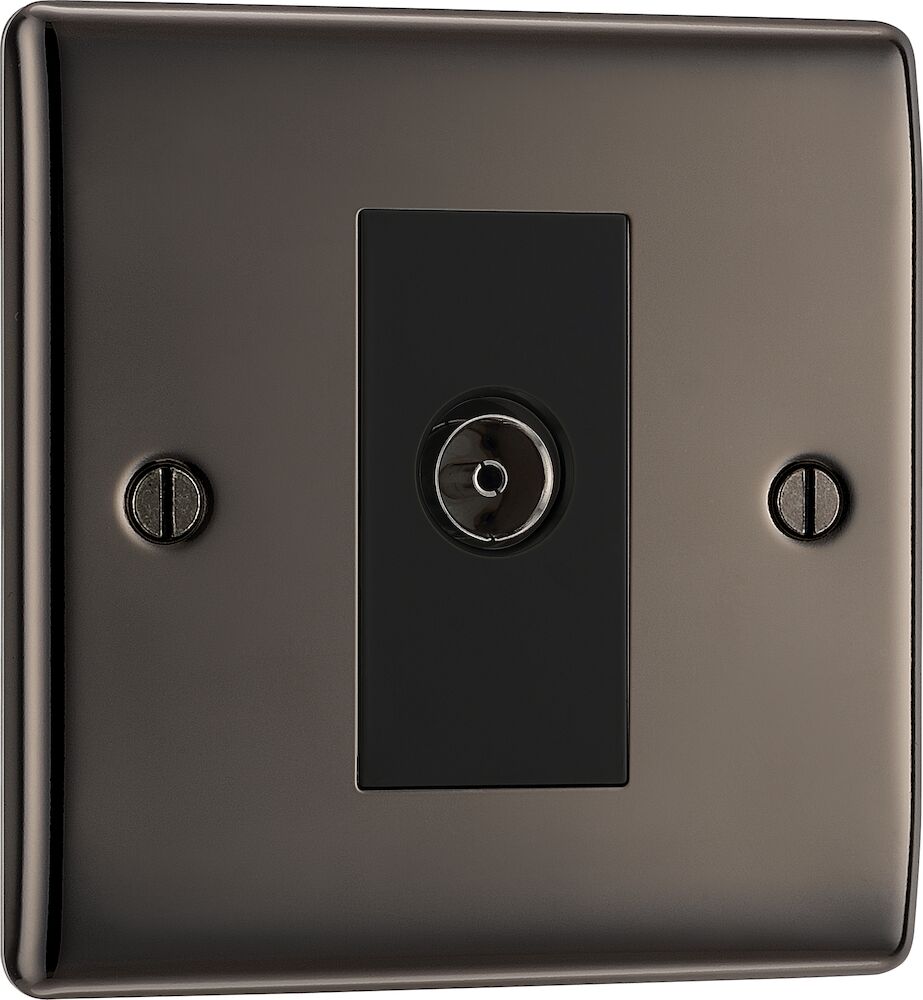 BG Nexus Metal 1 Gang Isolated Co-Axial TV/FM Socket Black Nickel