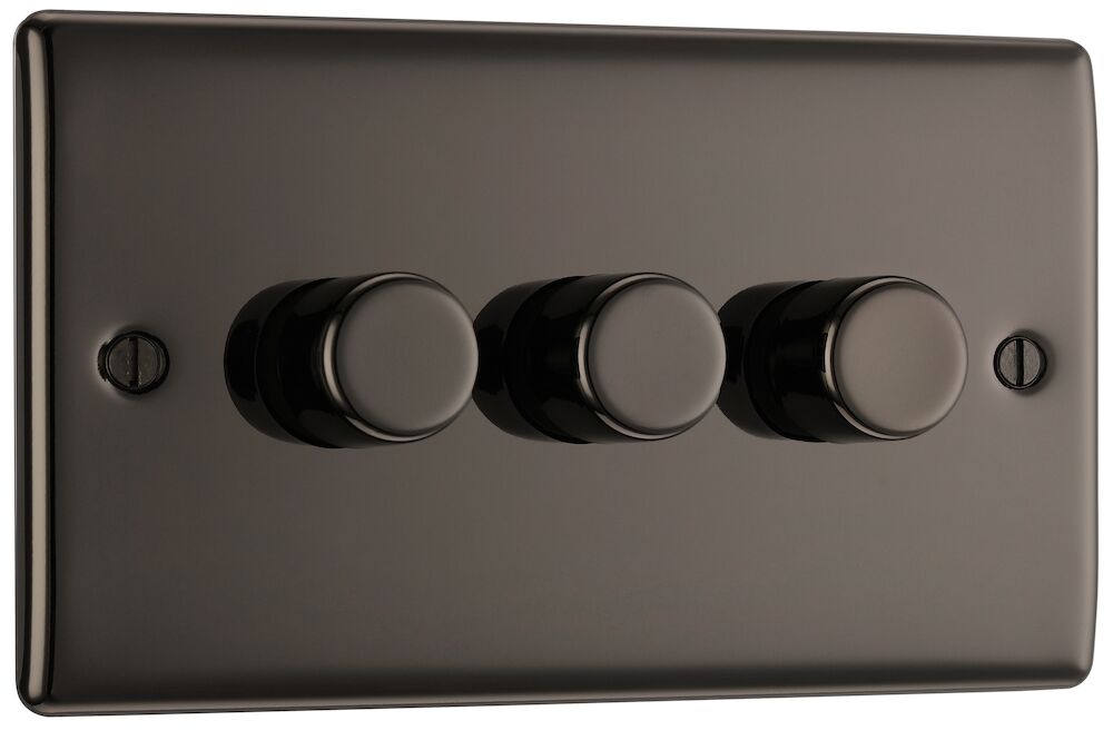 BG Nexus Metal 2 Gang 2 Way 200W Trailing Edge Dimmer Switch Black Nickel