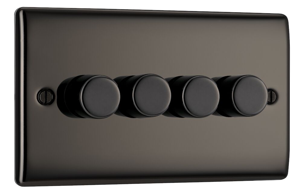 BG Nexus Metal 4 Gang 2 Way 200W Trailing Edge Dimmer Switch Black Nickel