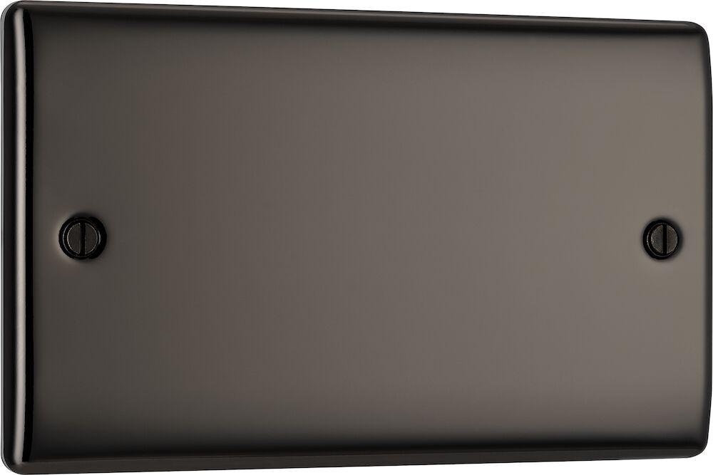 BG Nexus Metal 2 Gang Blank Plate Black Nickel