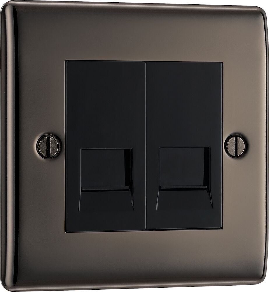 BG Nexus Metal 2 Gang Secondary Telephone Socket Black Nickel
