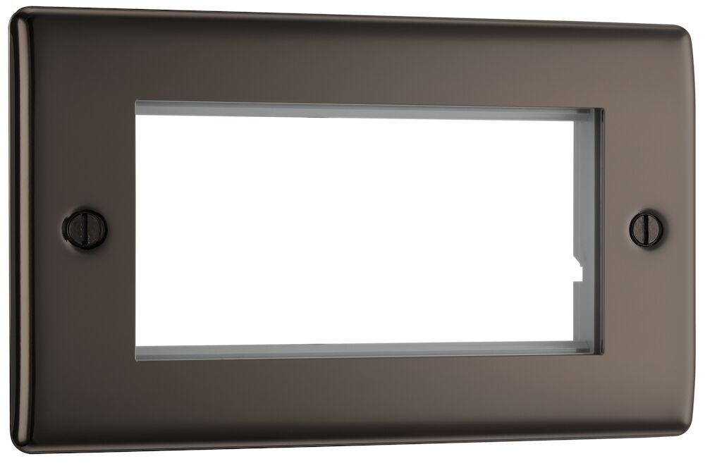 BG Nexus Metal 2 Gang 4 Module Euro Front Plate Black Nickel