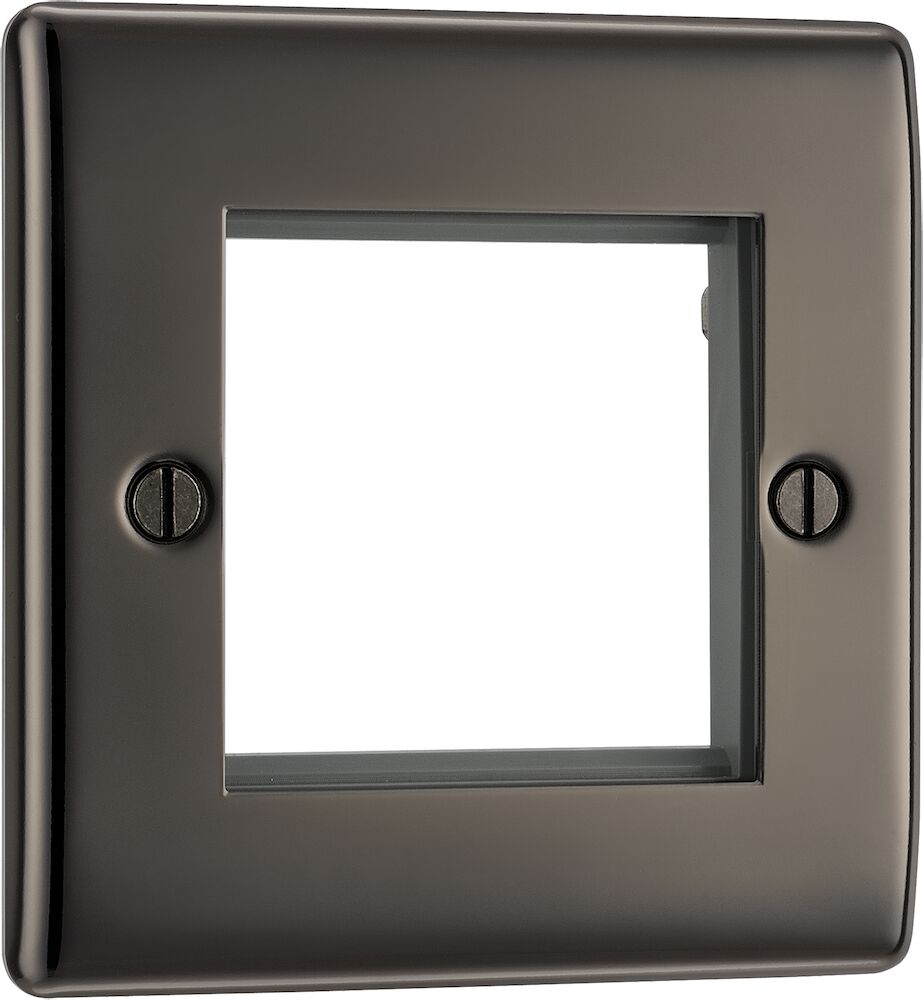 BG Nexus Metal 1 Gang 2 Module Euro Front Plate Black Nickel