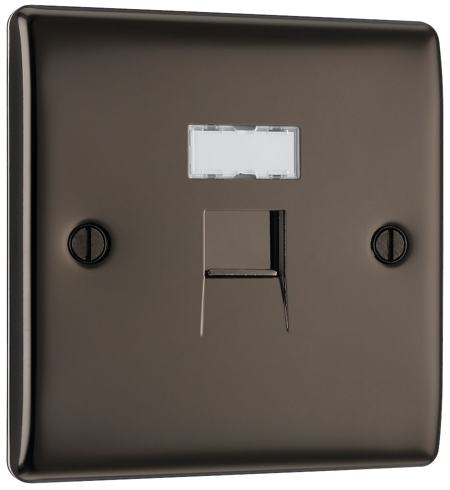 BG Nexus Metal 1 Gang RJ45 IDC Telephone Socket IDC Black Nickel
