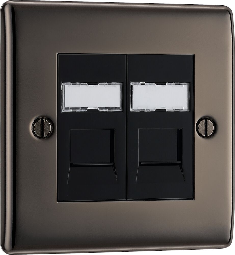 BG Nexus Metal 2 Gang RJ45 IDC Telephone Socket IDC Black Nickel