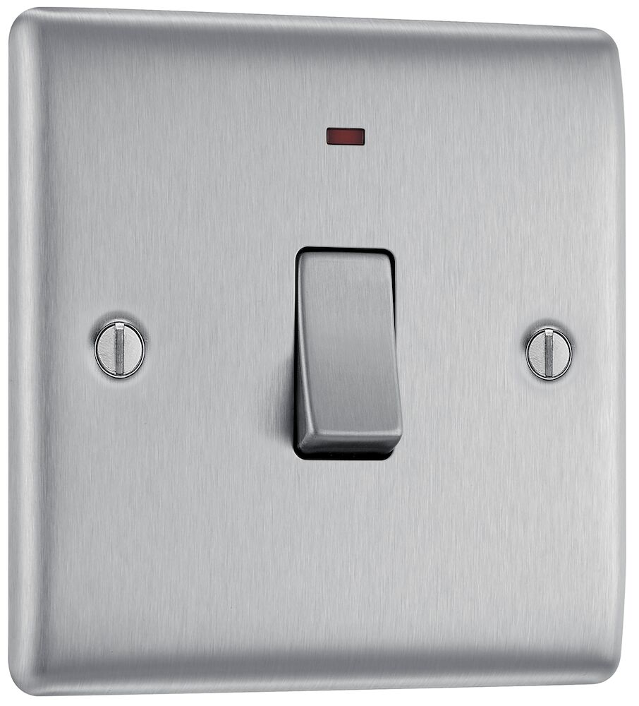 BG 20A DP Switch With Neon Brushed Steel