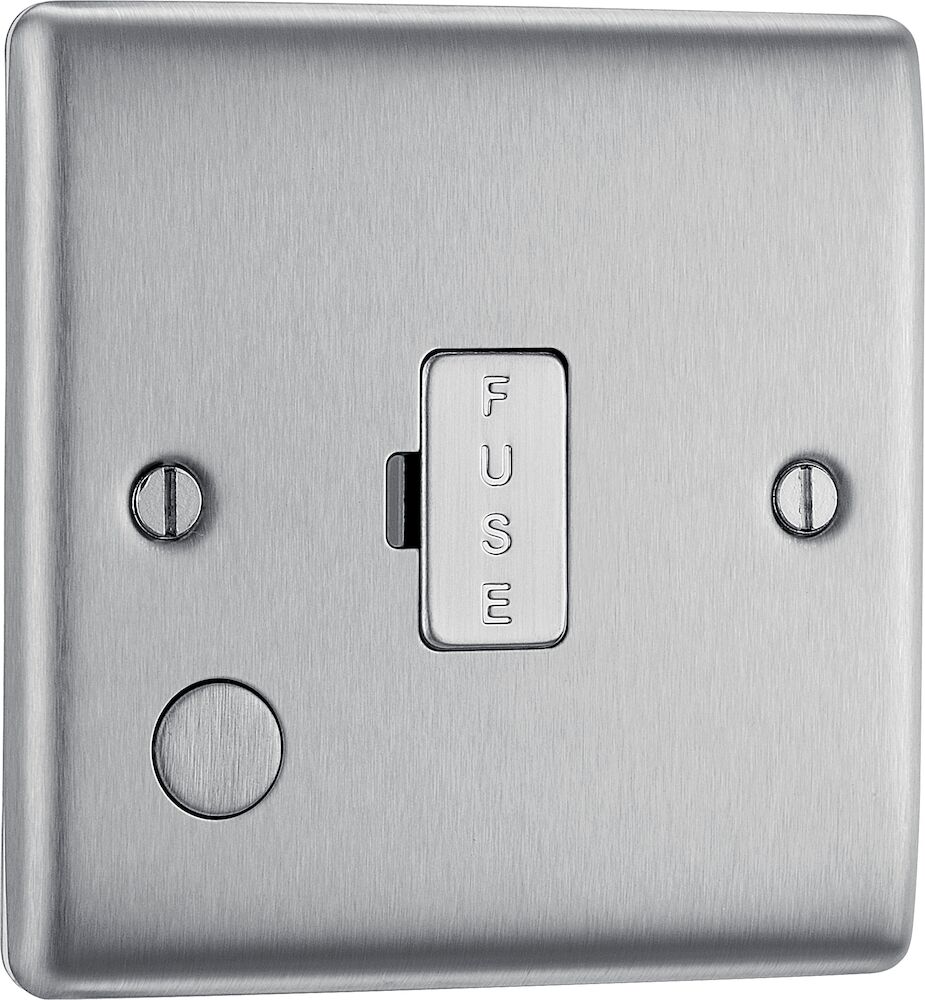 BG 13A Unswitched Fused Spur With Flex Outlet Brushed Steel