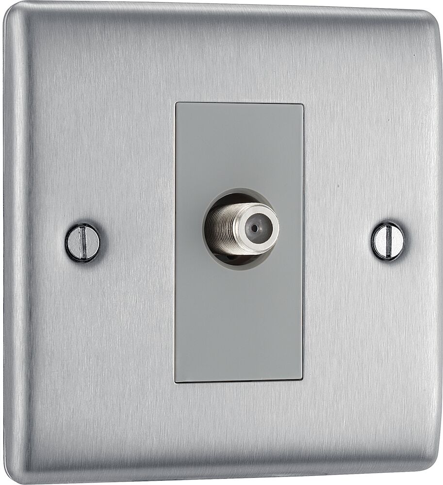 BG 1 Gang Satellite Socket Brushed Steel