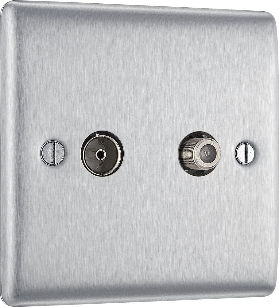 BG 2 Gang Satellite And Co-Axial Socket Brushed Steel