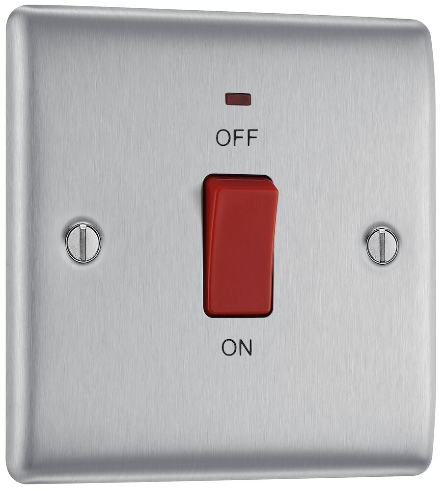 BG 45A DP 1 Gang Switch With Neon Brushed Steel