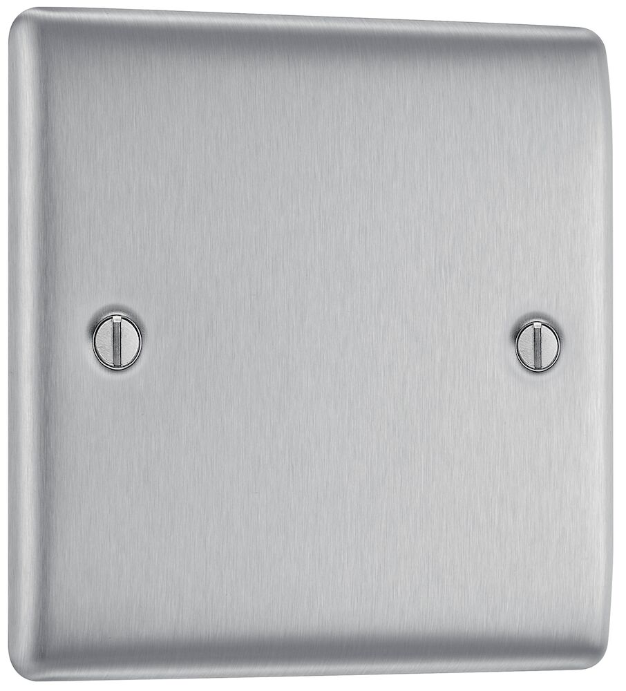 BG Nexus Metal 1 Gang Blank Plate Brushed Steel