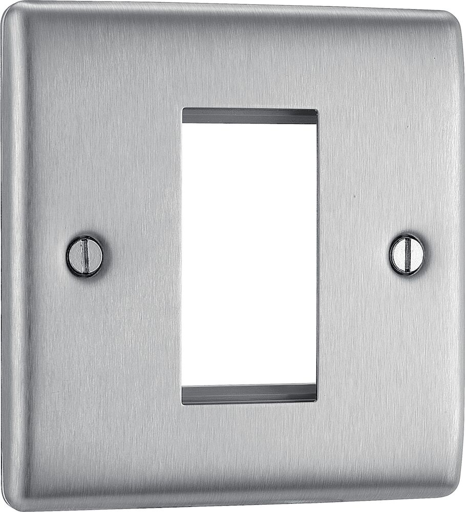 BG Nexus Metal 1 Gang 1 Module Euro Front Plate Brushed Steel