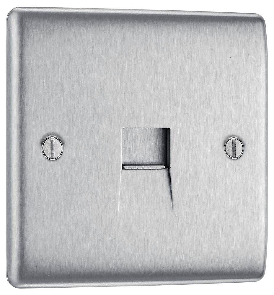 BG Nexus Metal 1 Gang RJ11 Telephone Socket Brushed Steel