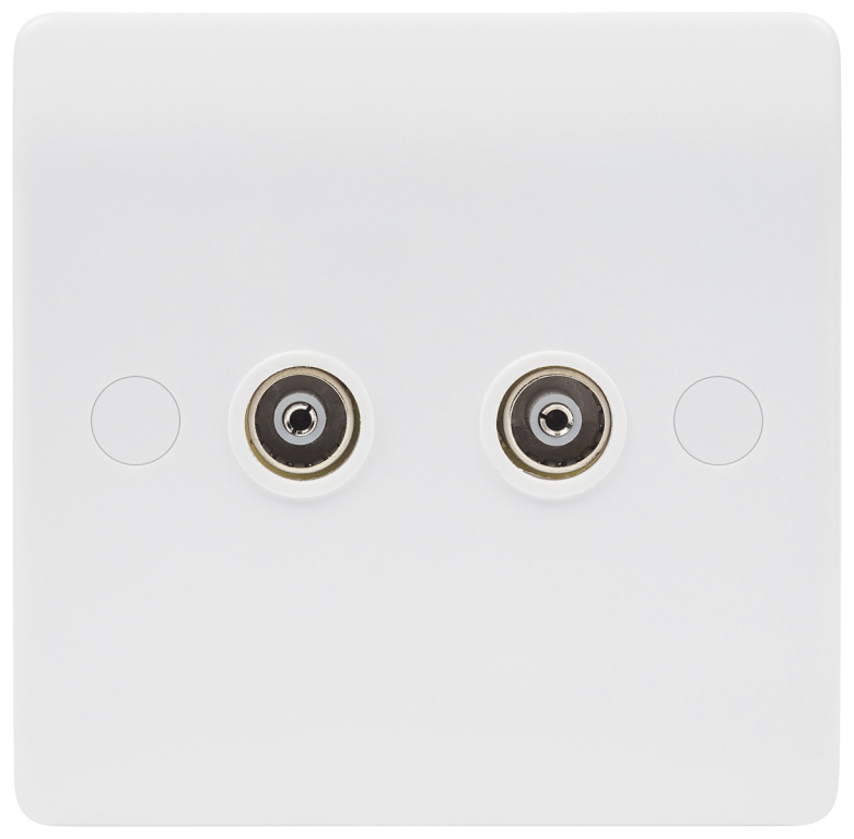Niglon 2 Gang Co-Axial Socket White