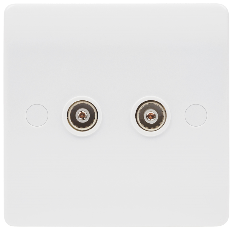 Niglon 2 Gang Non Isolated Co-Axial Socket White
