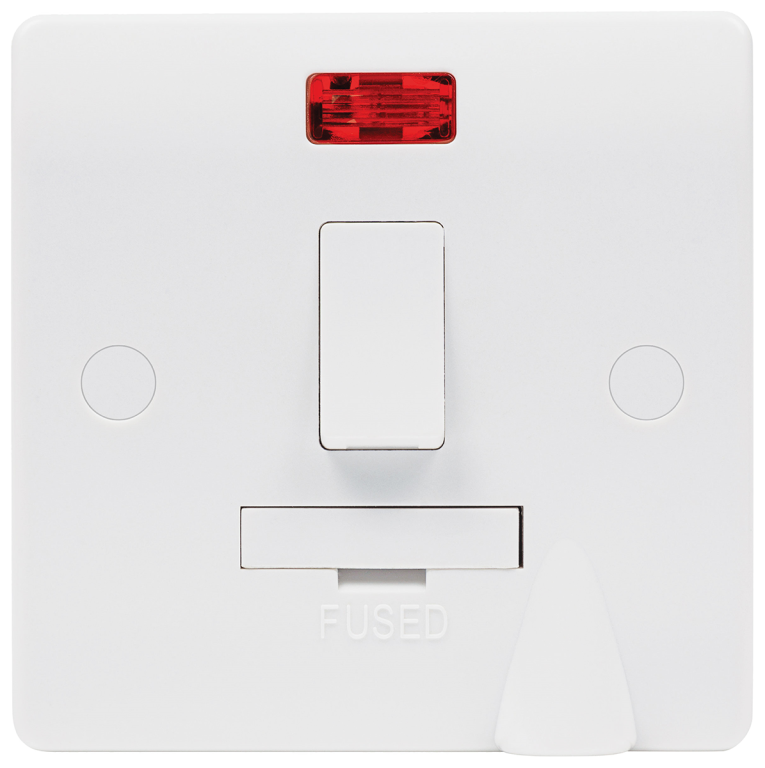 Niglon 13A DP Switched Fused Spur Unit With Flex Outlet & Neon White