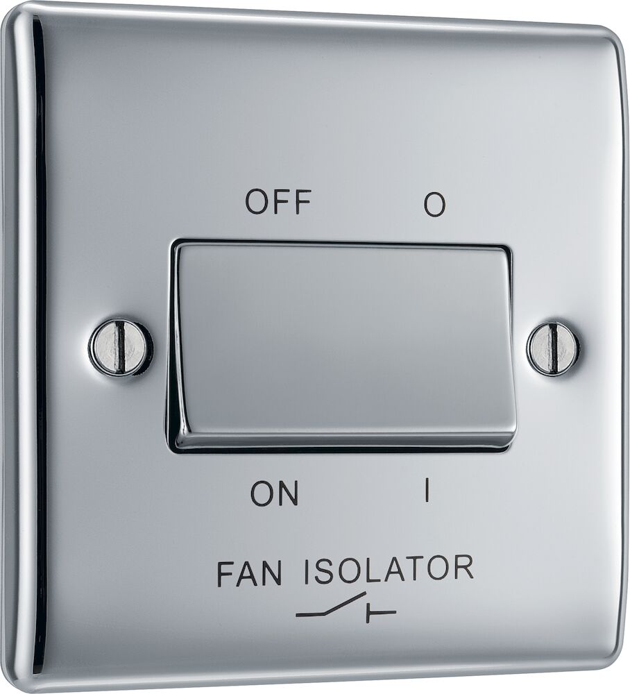 BG Nexus Metal 10A 10AX 3 Pole Fan Isolator Switch Polished Chrome