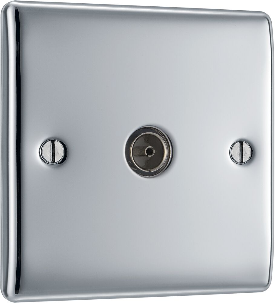 BG 1 Gang Co-Axial Socket Polished Chrome