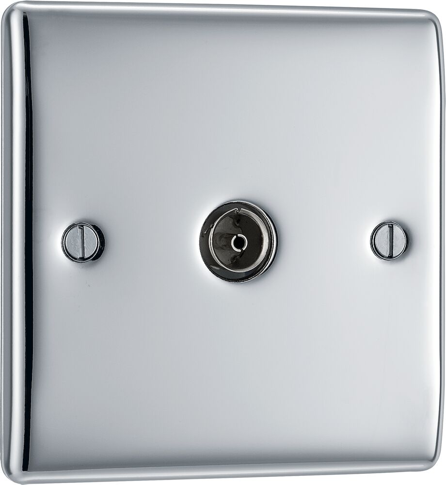 BG 1 Gang Isolated Co-Axial Socket Polished Chrome