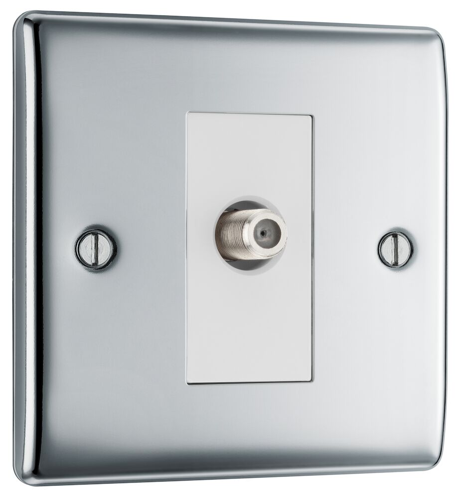 BG 1 Gang Satellite Socket Polished Chrome
