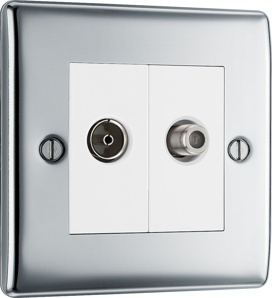 BG 2 Gang Satellite And Co-Axial Socket Polished Chrome