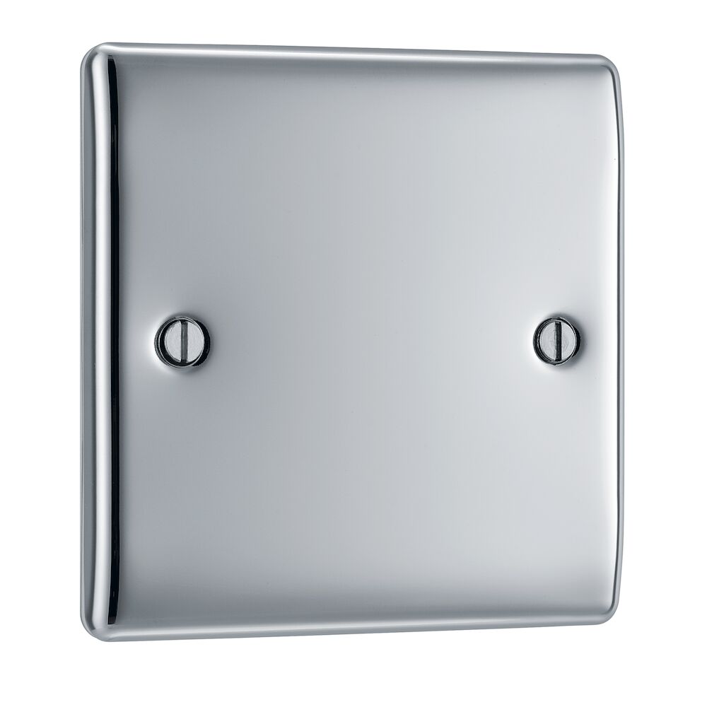 BG Nexus Metal 1 Gang Blank Plate Polished Chrome