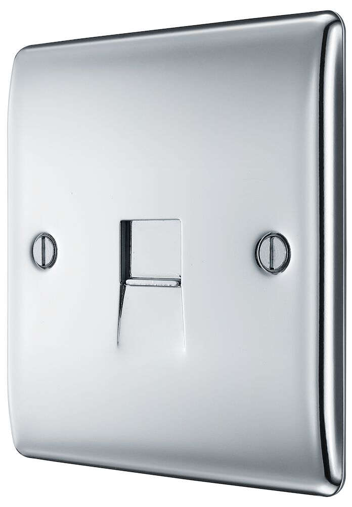 BG Nexus Metal 1 Gang Master Telephone Socket Polished Chrome