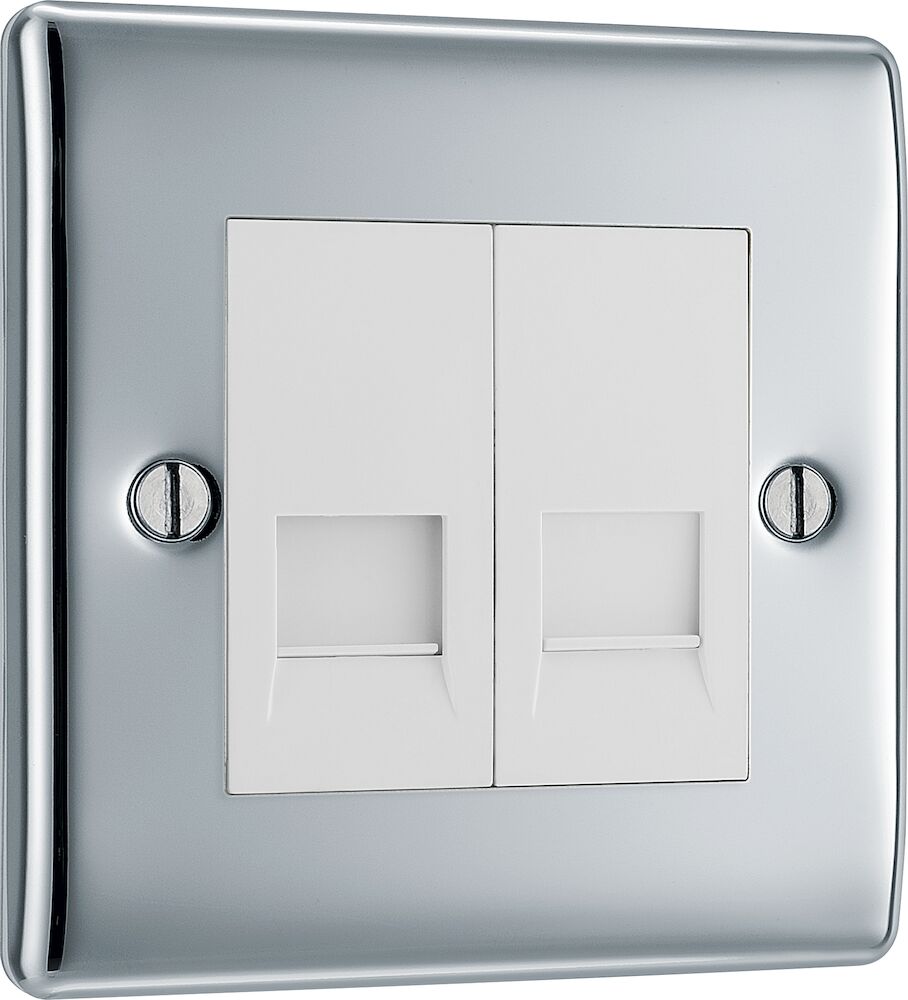 BG Nexus Metal 2 Gang Secondary Telephone Socket Polished Chrome