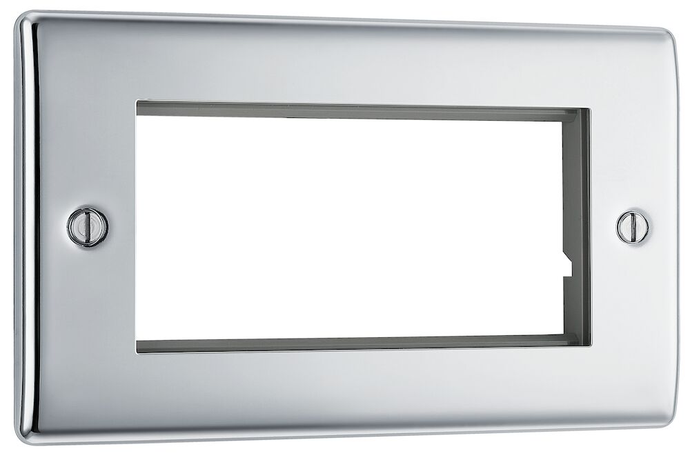 BG Nexus Metal 2 Gang 4 Module Euro Front Plate Polished Chrome