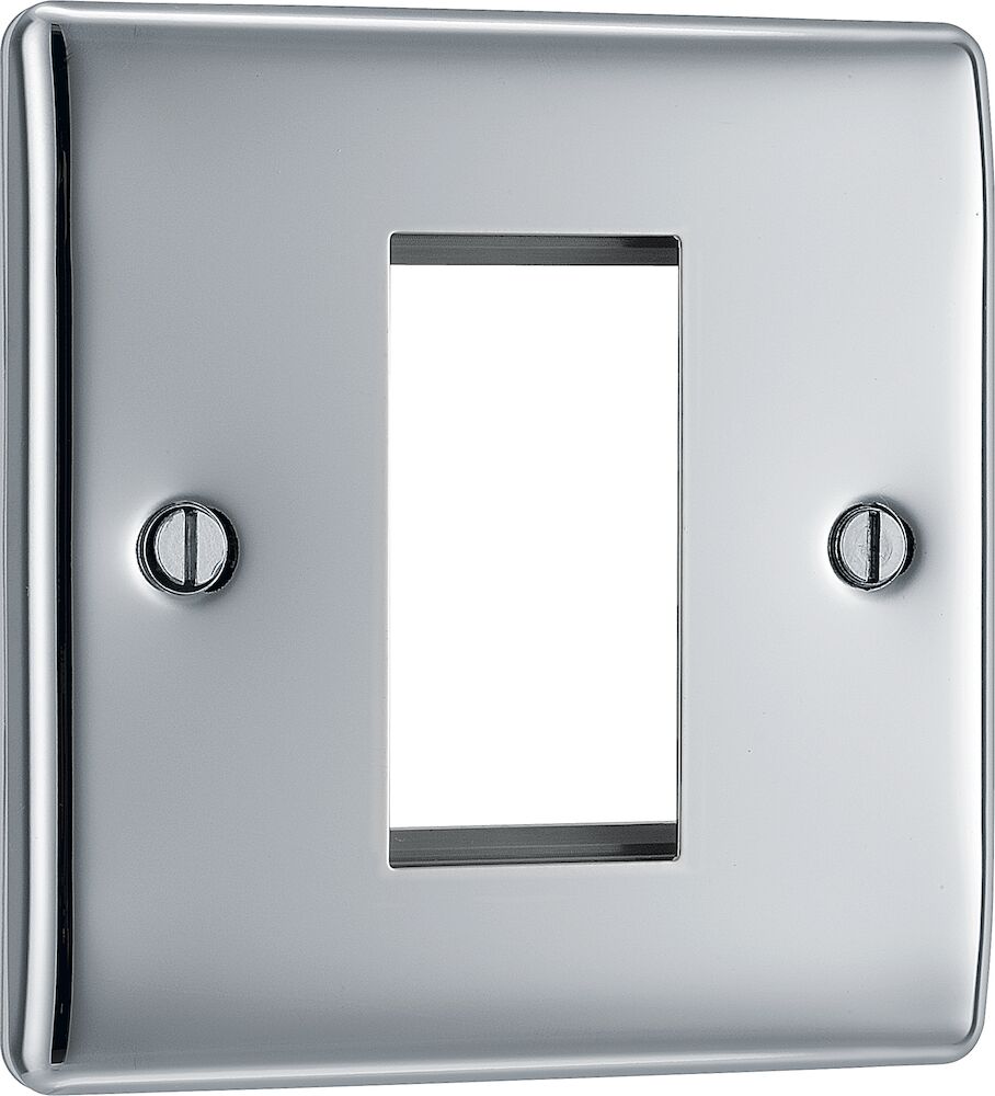 BG Nexus Metal 1 Gang 1 Module Euro Front Plate Polished Chrome