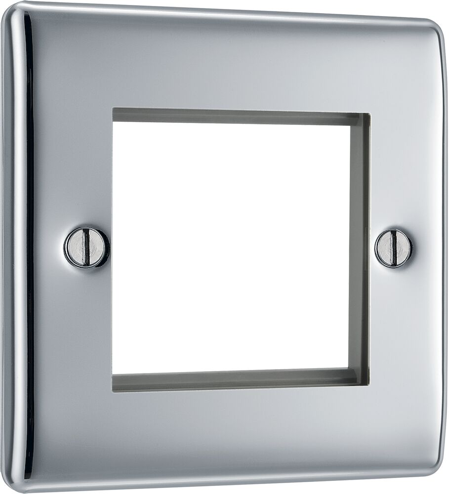 BG Nexus Metal 1 Gang 2 Module Euro Front Plate Polished Chrome