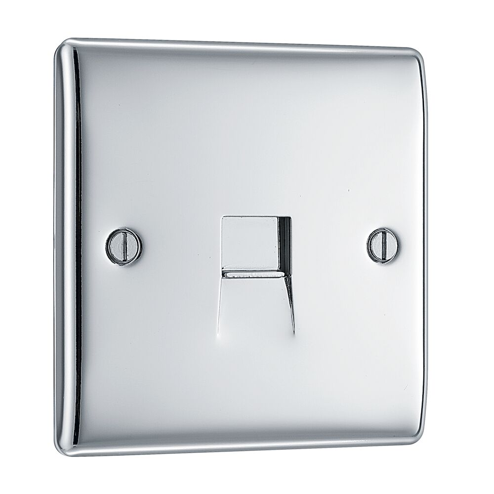BG Nexus Metal 1 Gang RJ11 Telephone Socket Polished Chrome