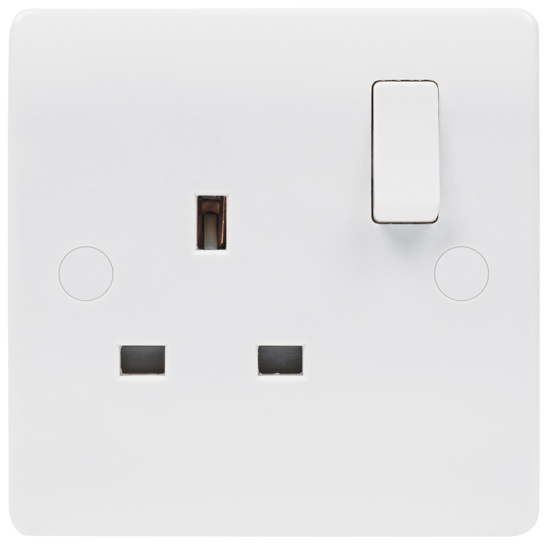 Niglon 1 Gang 13A SP Single Switched Socket White