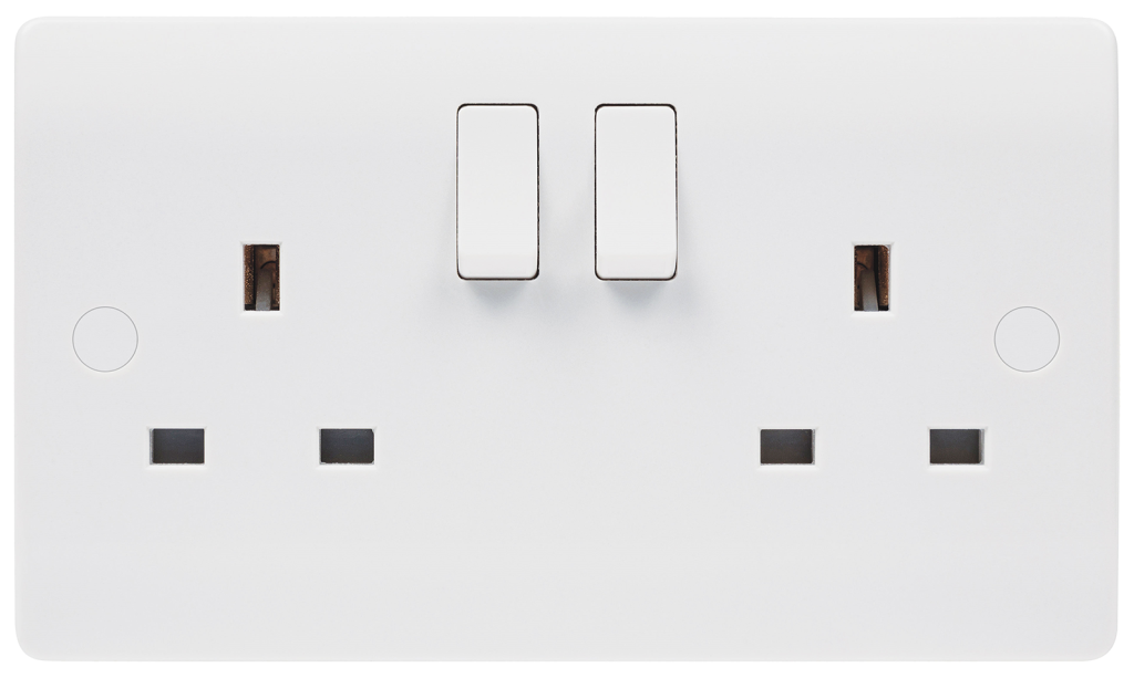 Niglon 2 Gang 13A SP Double Switched Socket White
