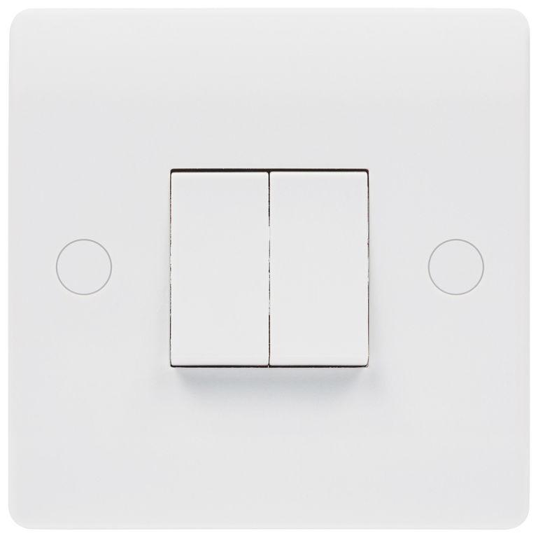 Niglon 2 Gang 2 Way Switch White