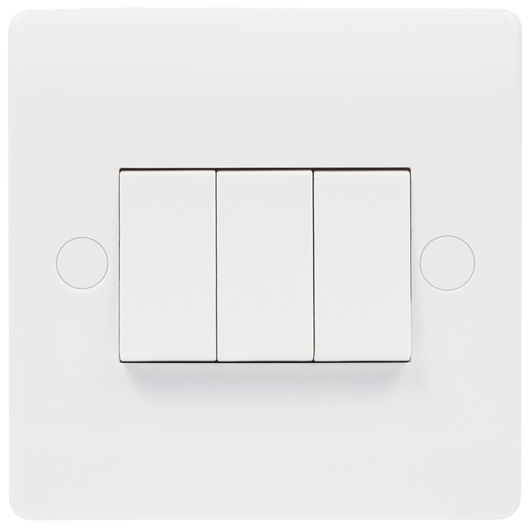 Niglon 3 Gang 2 Way Switch White
