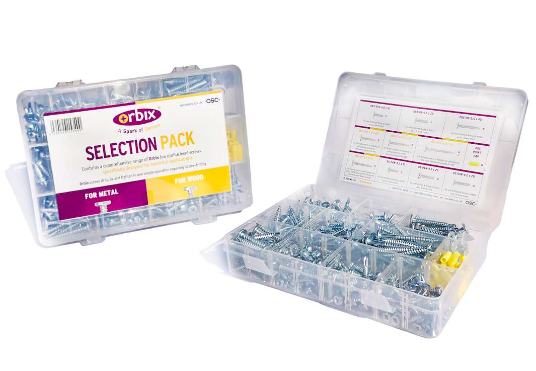 Orbix Selection Pack - Metal & Multi-Wood Screws - Countersunk & Pan Head Screws - Point Caps