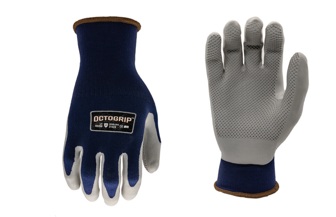 Octogrip Heavy Duty 15g Nylon Lycra Gloves Grey/Black (XL)