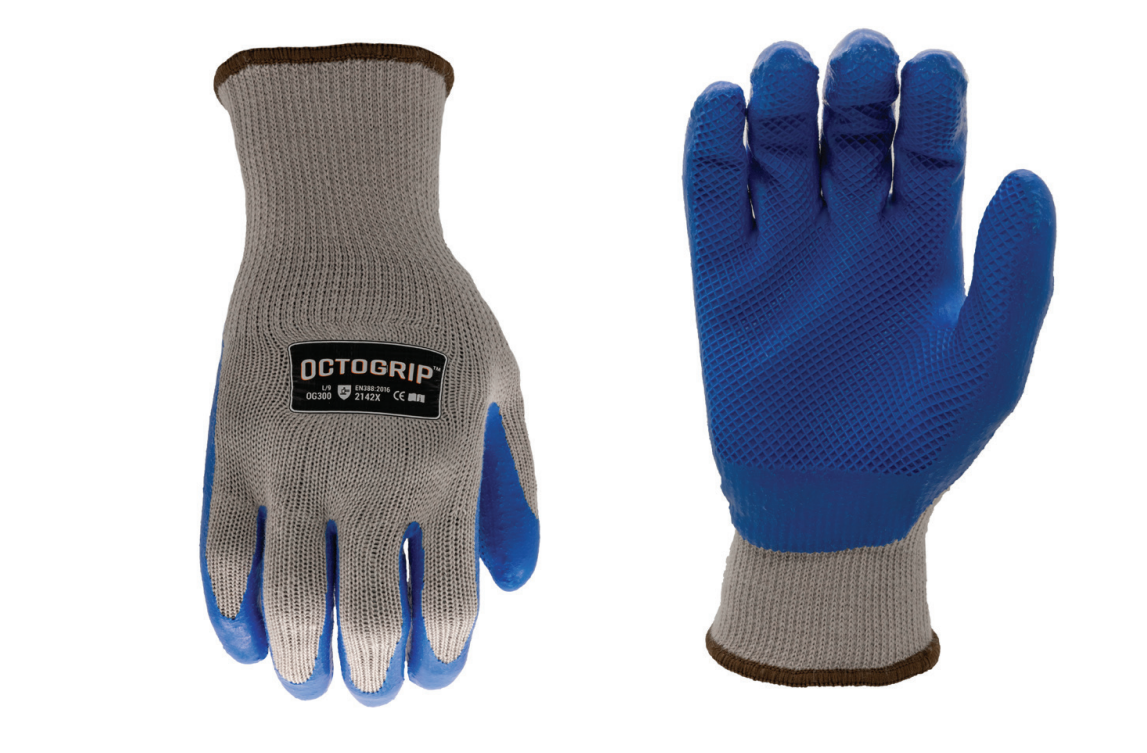Octogrip Heavy Duty 10g Poly Latex Gloves Blue/Grey (M)