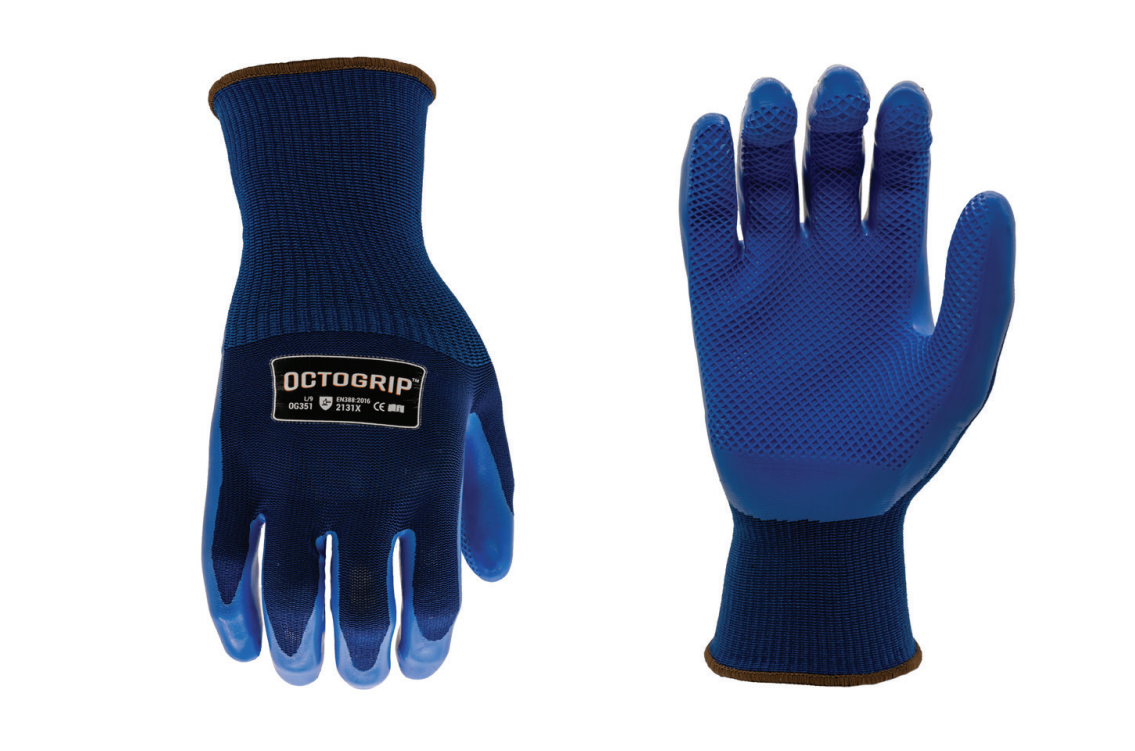 Octogrip Heavy Duty 13g Poly Light Gloves Blue/Black (M)
