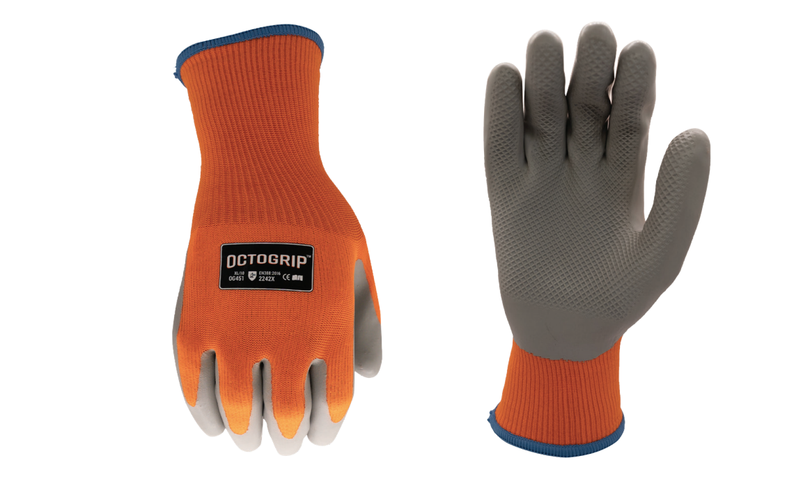Octogrip Thermal Eco Latex 15g Gloves Grey/Orange (XL)
