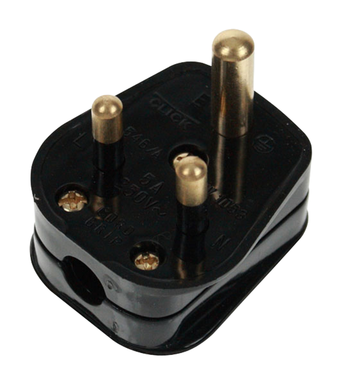 Click Essentials 5A Round Pin Plug Black