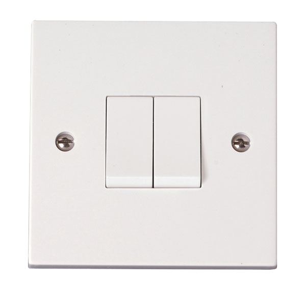 Click Polar 10A 2 Gang 2 Way Plate Switch White